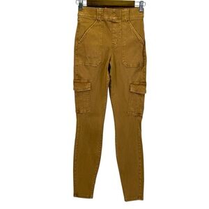 Spanx Women's Stretch Tan Twill Ankle Cargo Skinny Pull On Cargo Pants Size S
